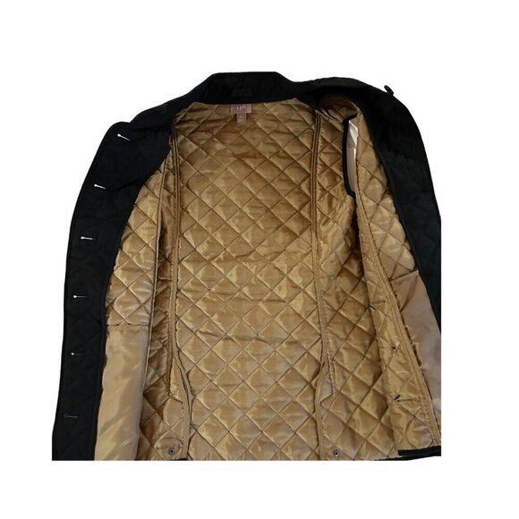 J. Jill Quilted Puffer Snap Front Vest Black with Gold Interior Size MP - Picture 4 of 8